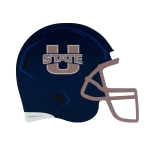 U-State, Football Helmet, Wooden Sign, Navy